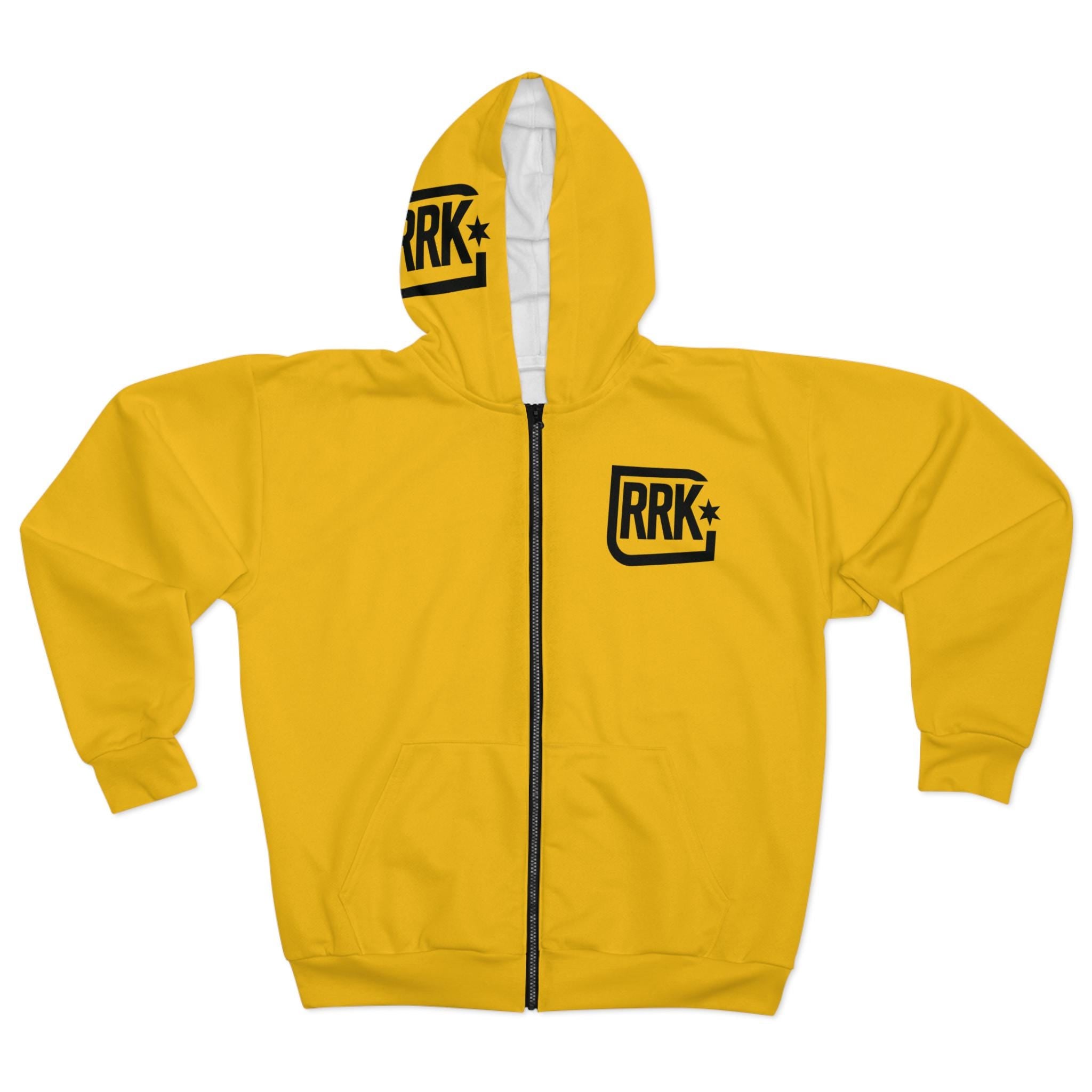 RRK Street Wear Yellow Volcano Adventure Mens Zip Hoodie