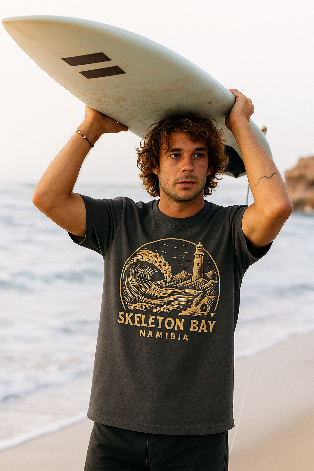 RRK Street Wear Mens SkeletonBay Surf T shirt Casual Wear Mens Tee Stylish Graphic Tee Summer