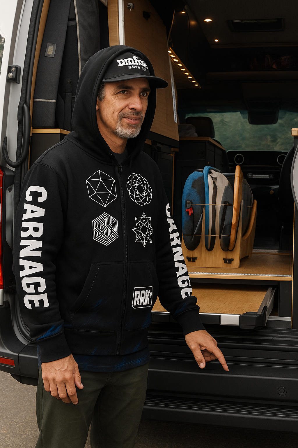 Black RRK Street Wear Carnage Zip Hoodie, Comfortable Casual Wear, For men