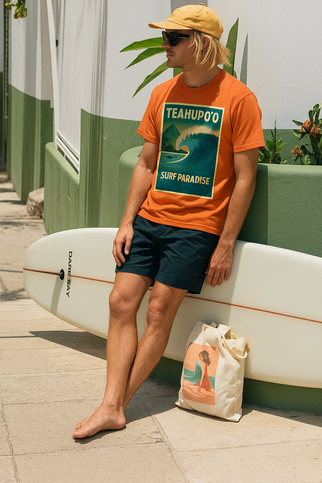RRK Street Wear Mens Teahupoo Surf T-shirt, Men’s Surf Tee, Casual Men’s T-shirt
