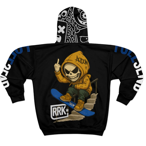 Black RRK Street Wear FullSend Snowboard Zip Hoodie, Comfortable Casual Wear, For Men, Great Gift