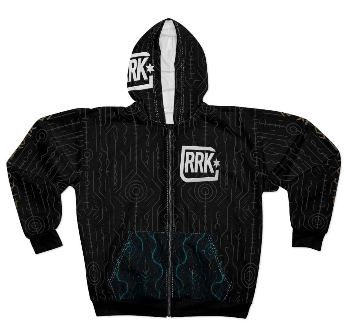 Black RRK Street Wear DarkOverlordCrimson Zip Hoodie, Comfortable Casual Wear, For Men