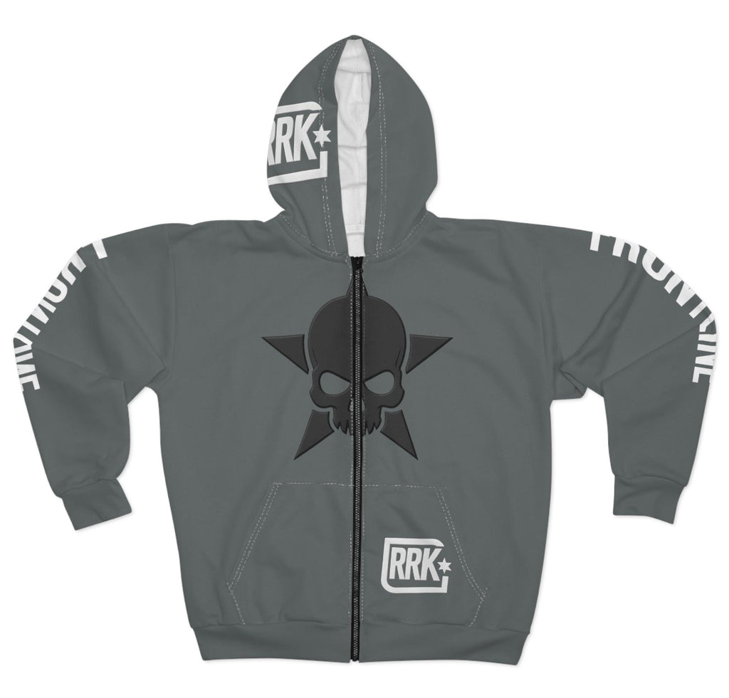 RRK Frontline Star Skull Zip Hoodie, Comfortable Casual Wear, Perfect for Men, Surf, Skate, Wake, Kite, Motocross, Sail, Skydive