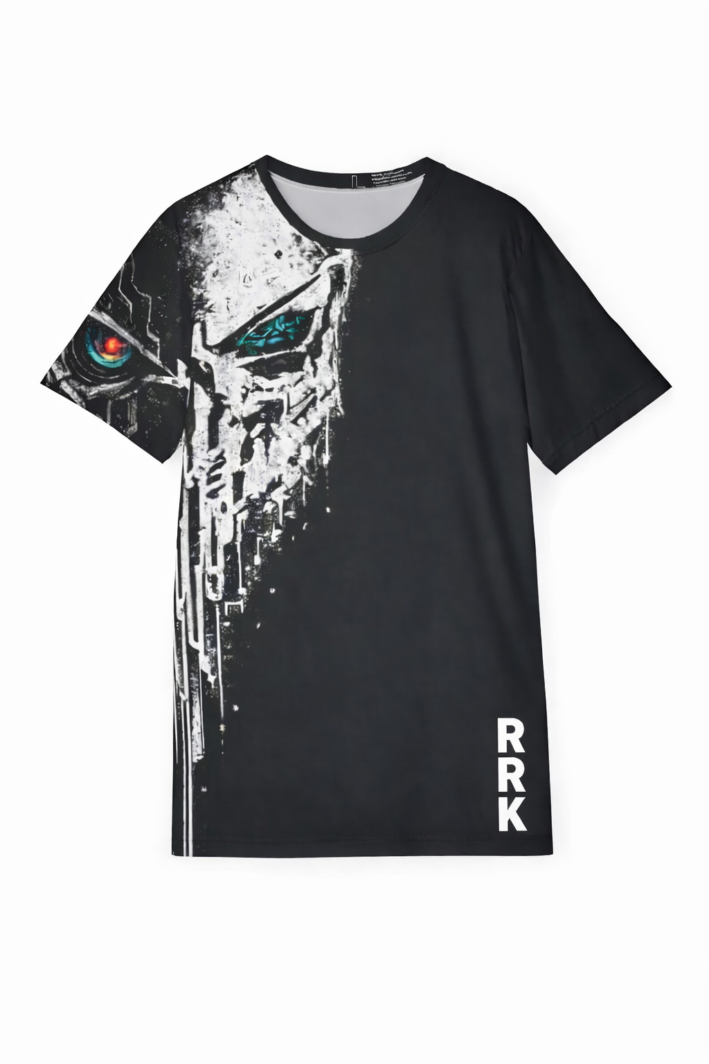 RRK White Alien Skull men’s t-shirt, casual graphic tee. Surf, fight, skate, kite, ride..