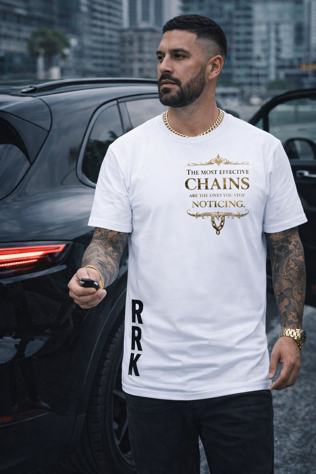 RRK Break the Chains men’s streetwear tee. Casual T-shirt