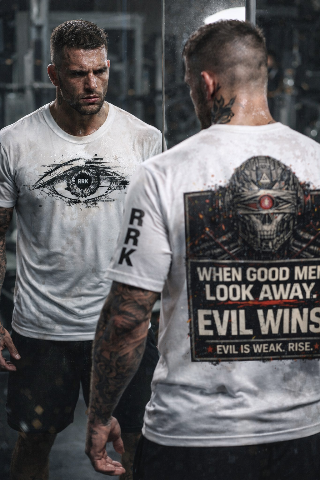 RRK Evil is Weak men’s motivation casual T-shirt. Casual men’s tee