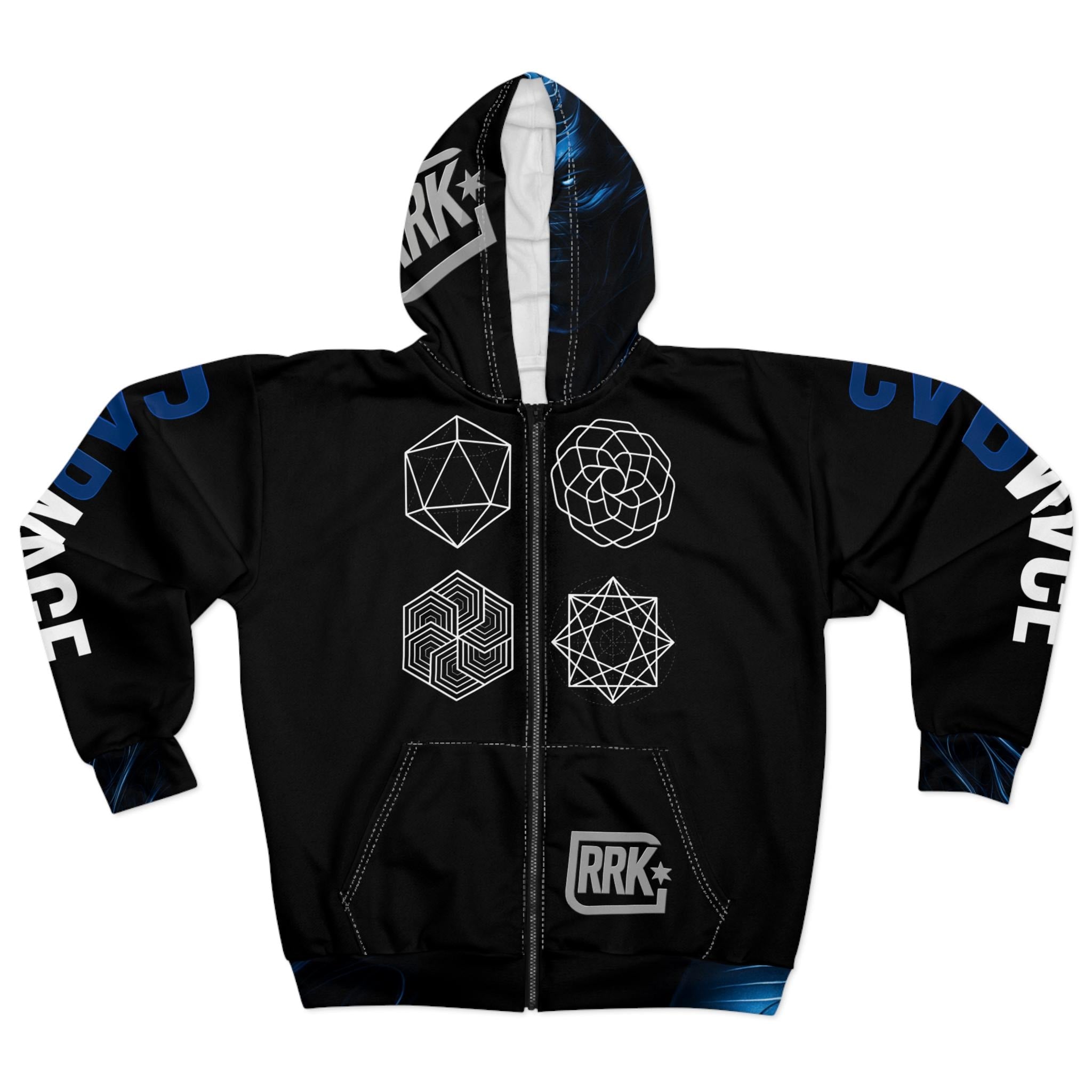 Black RRK Street Wear Carnage Zip Hoodie, Comfortable Casual Wear, For men