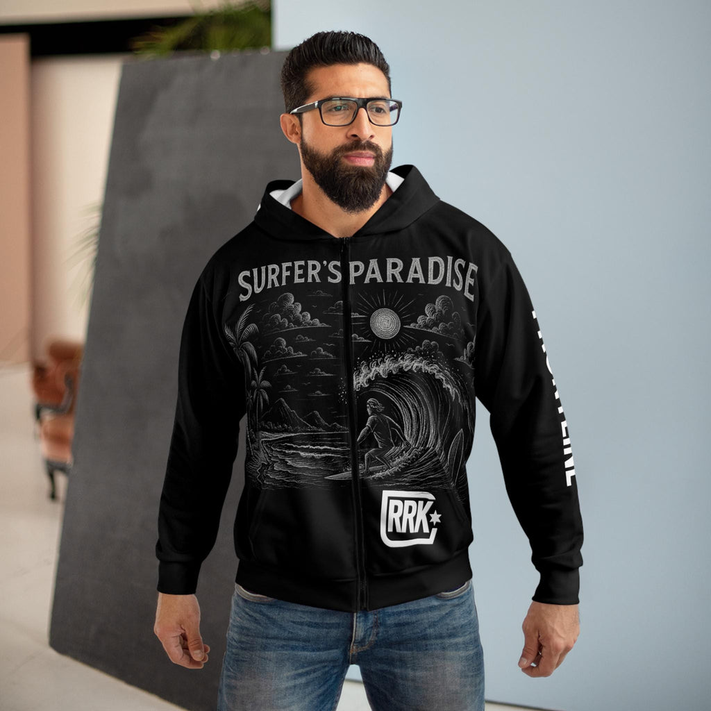 RRK Street Wear Frontline Surf Zip Hoodie, Comfortable Casual Wear, Perfect for Men, Surf, Skate, Wake, Kite, Motocross, Skydive