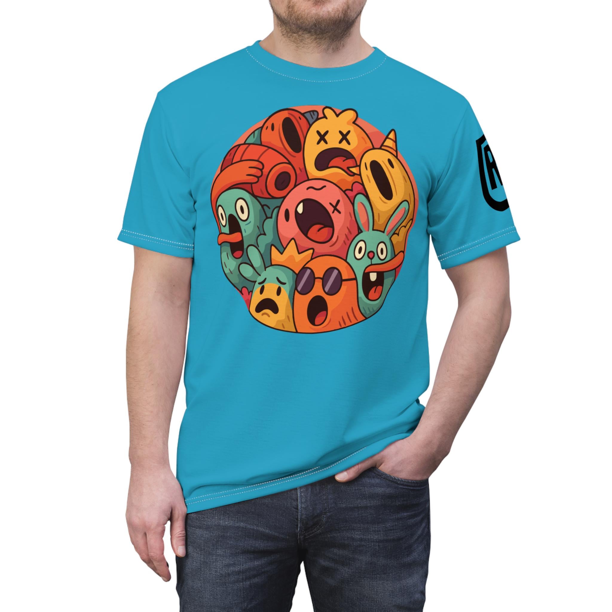 RRK Street Wear DoodleAliens Mens T-Shirt, Casual Tee for men